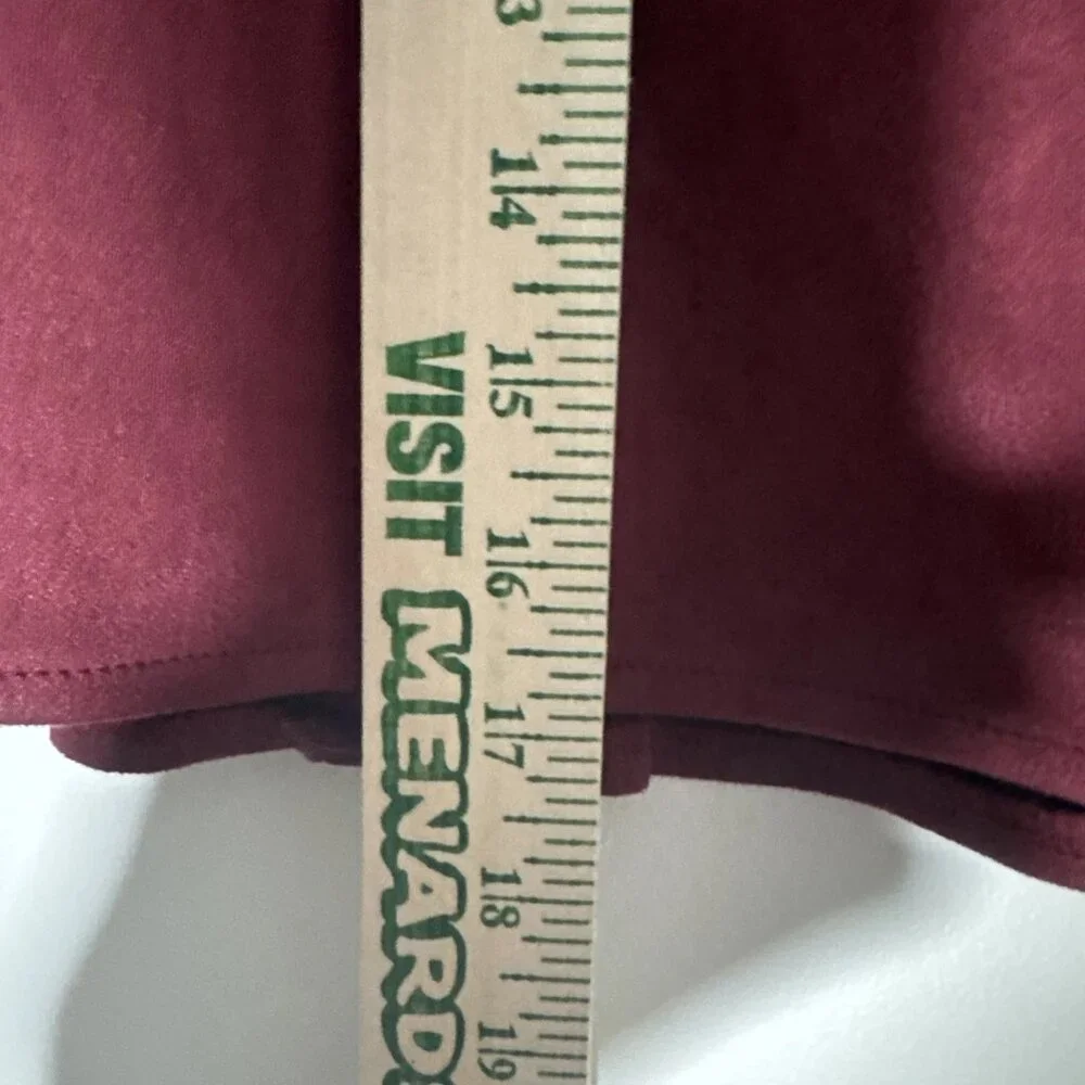 Fuinloth Velvet Faux Suede Maroon Skirt Wine A-Line High Waist Short Medium